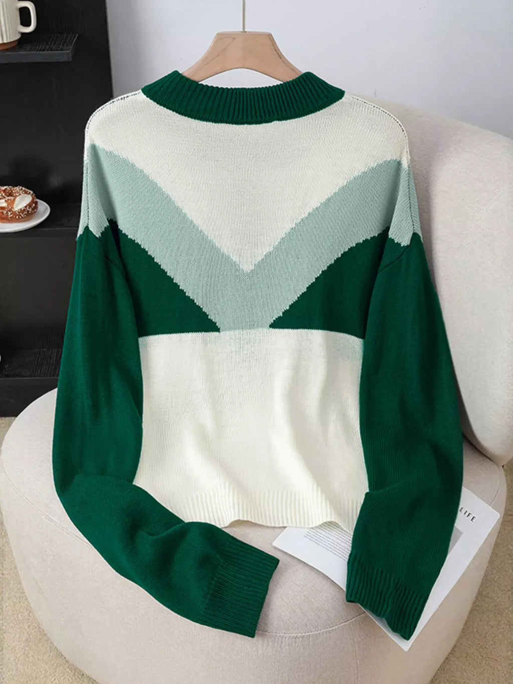 Color Block Button Detail Sweater