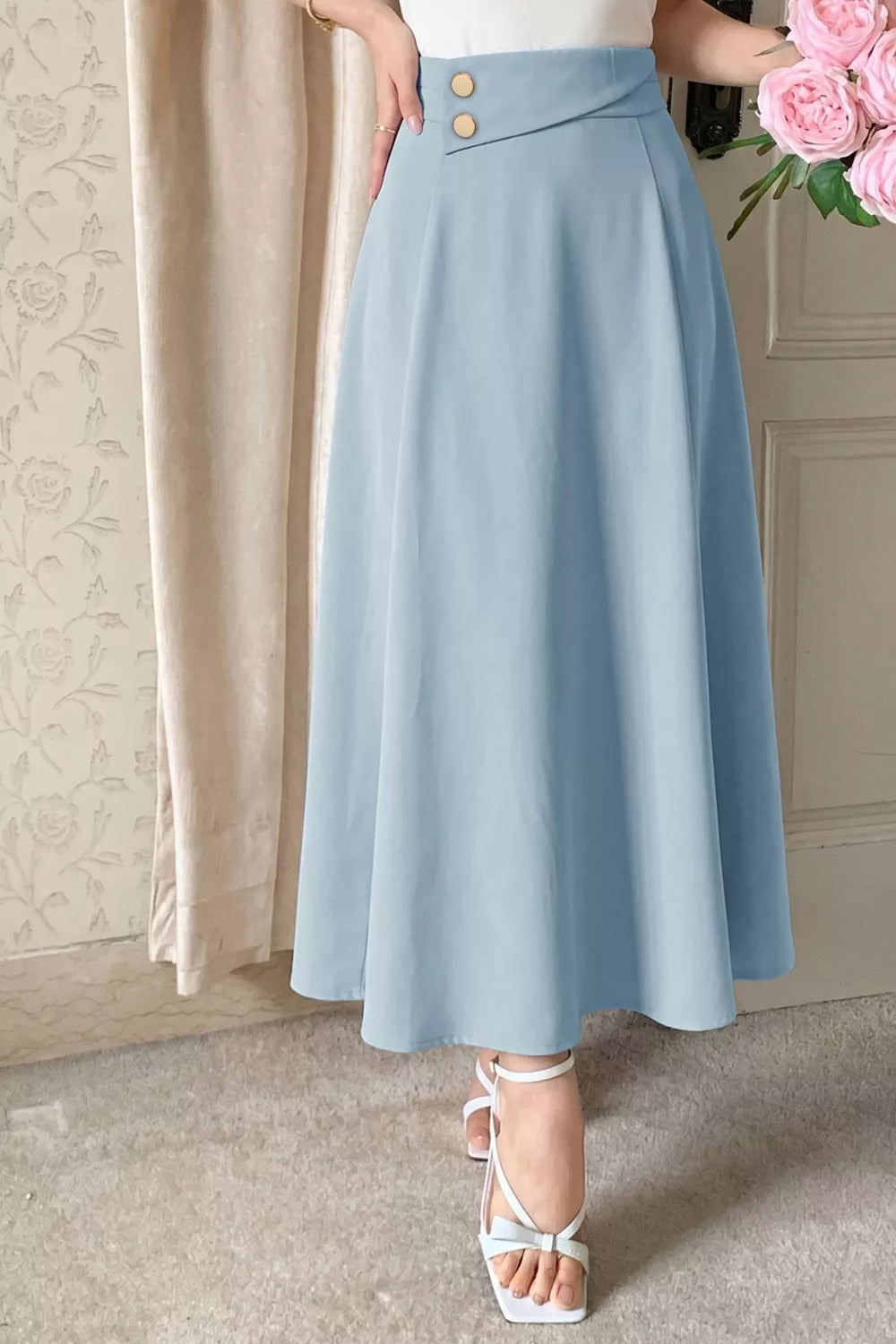 A-Line Midi Skirt with Zipper