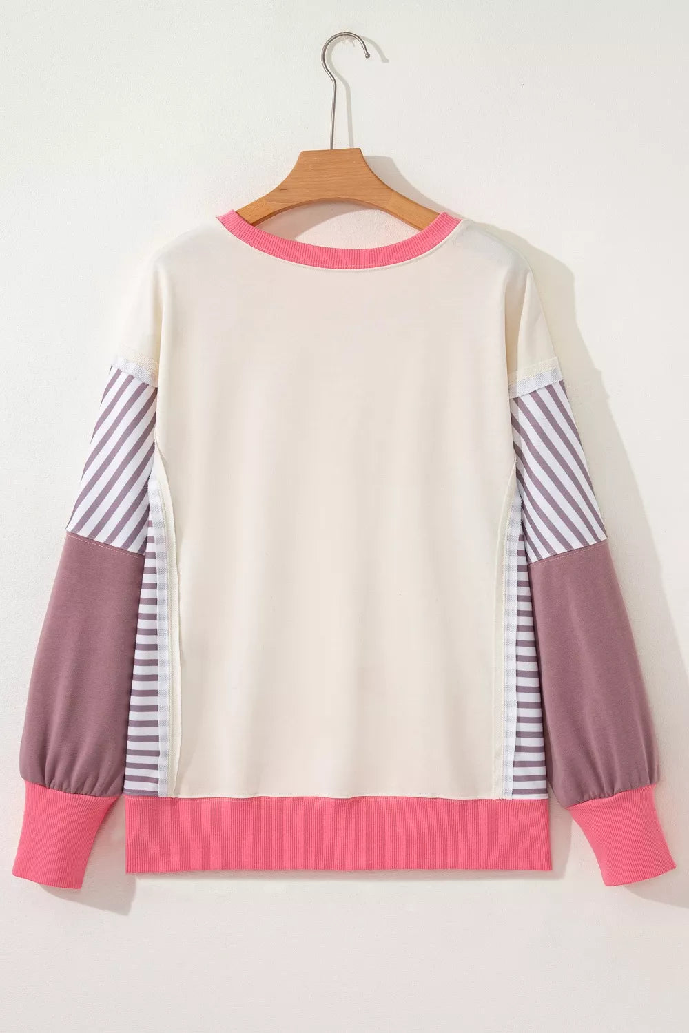Color Block Striped Patchwork Dolman Slit Sweatshirt