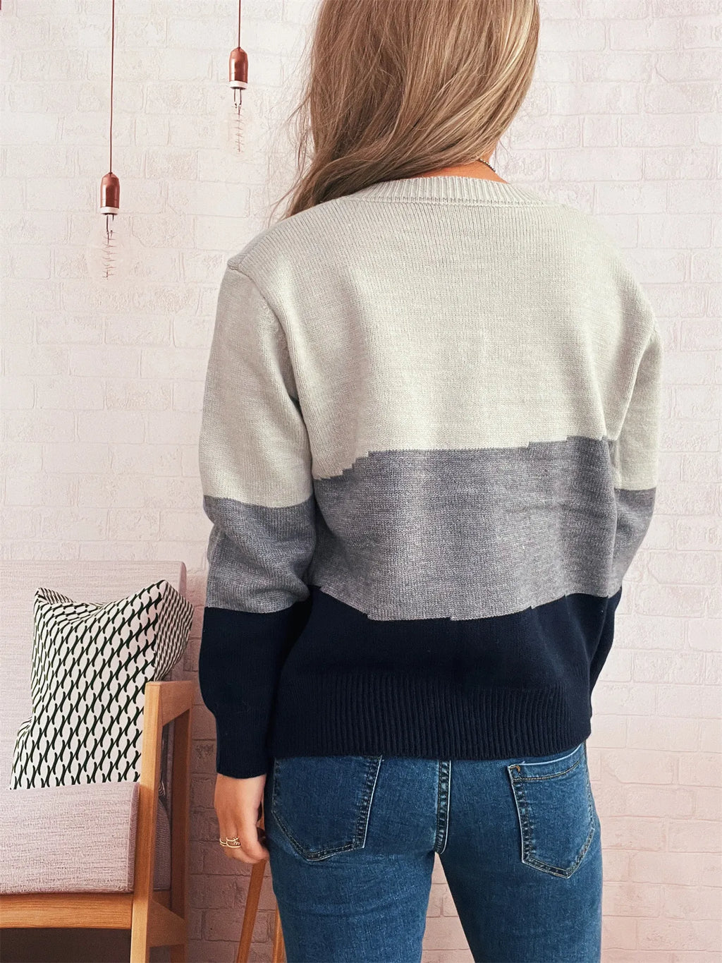 Color Block Button-Up Cardigan