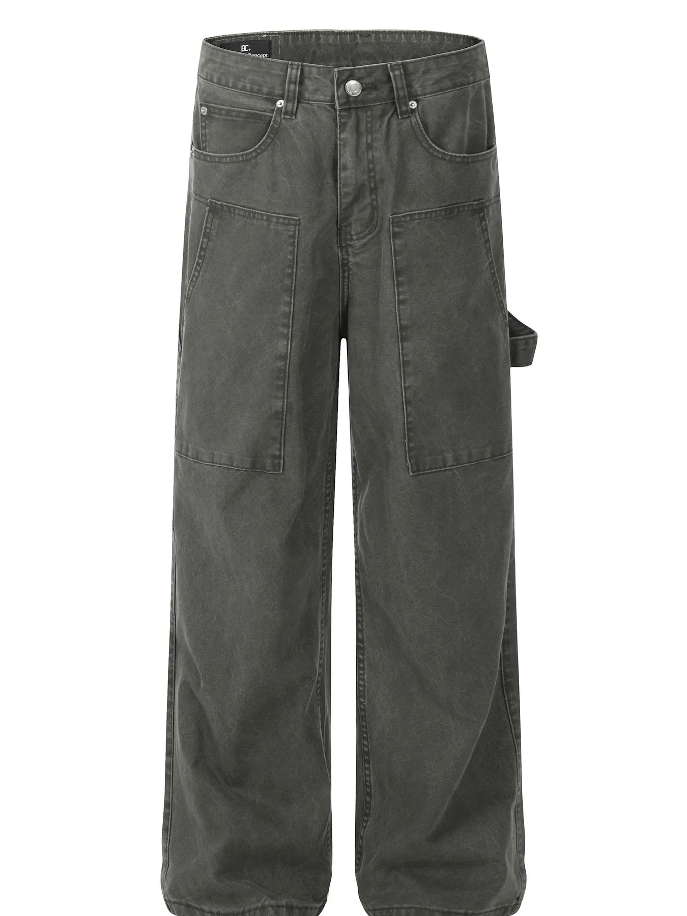 Men's Washed Cargo Wide Leg Jeans