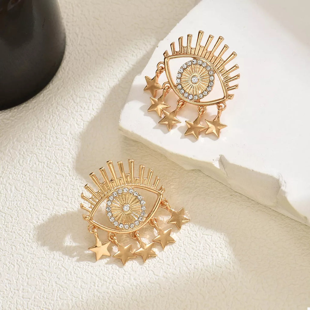 18K Gold-Plated Evil Eye Star Earrings