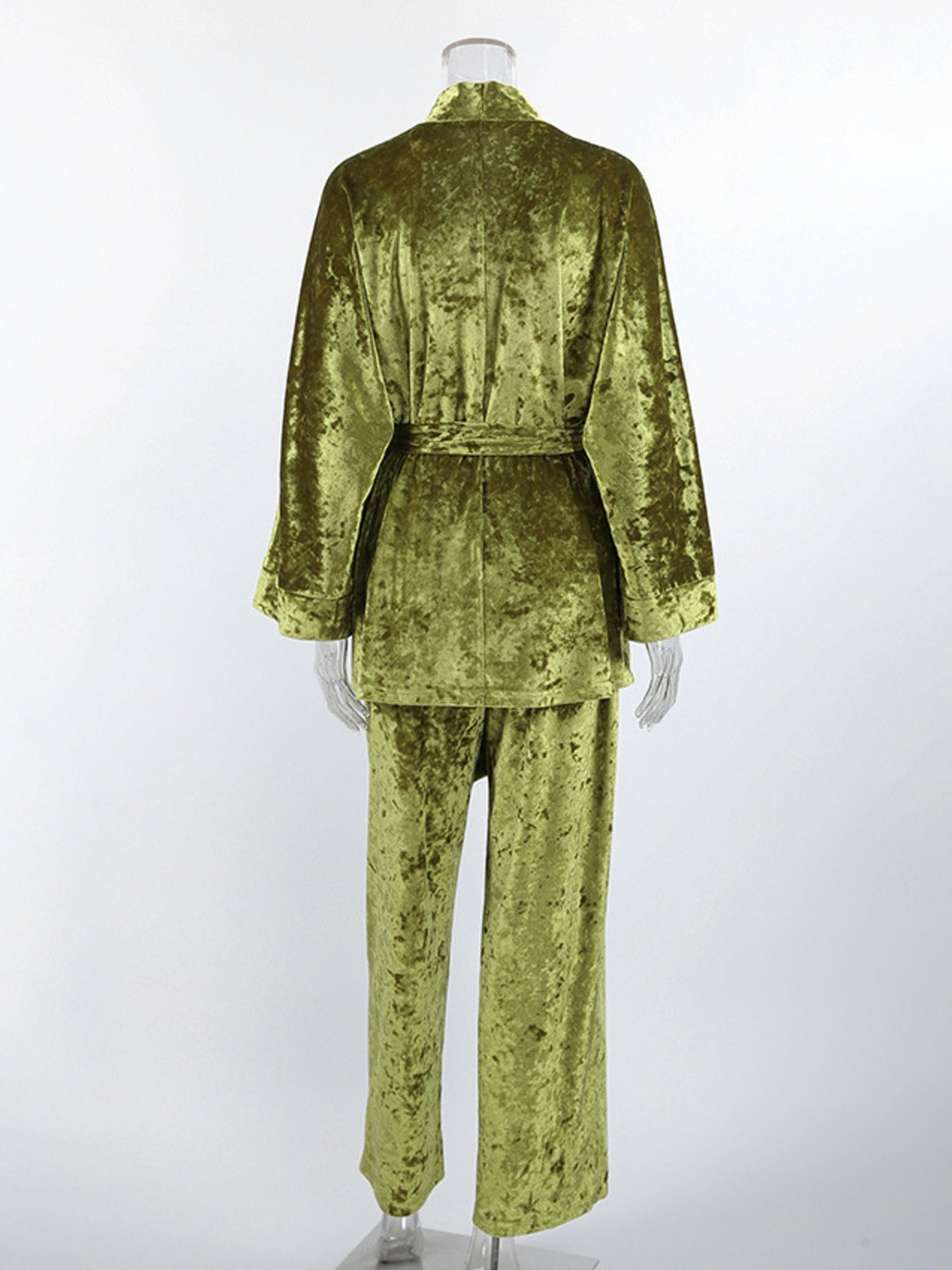Velvet Tie Waist Top and Pants Set