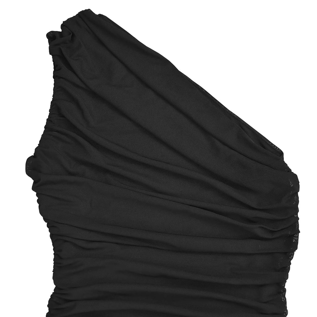 One-Shoulder Ruched Bodycon Maxi Dress