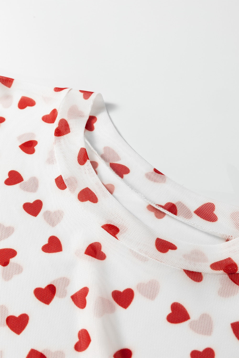 Sheer Heart Print Fitted Top