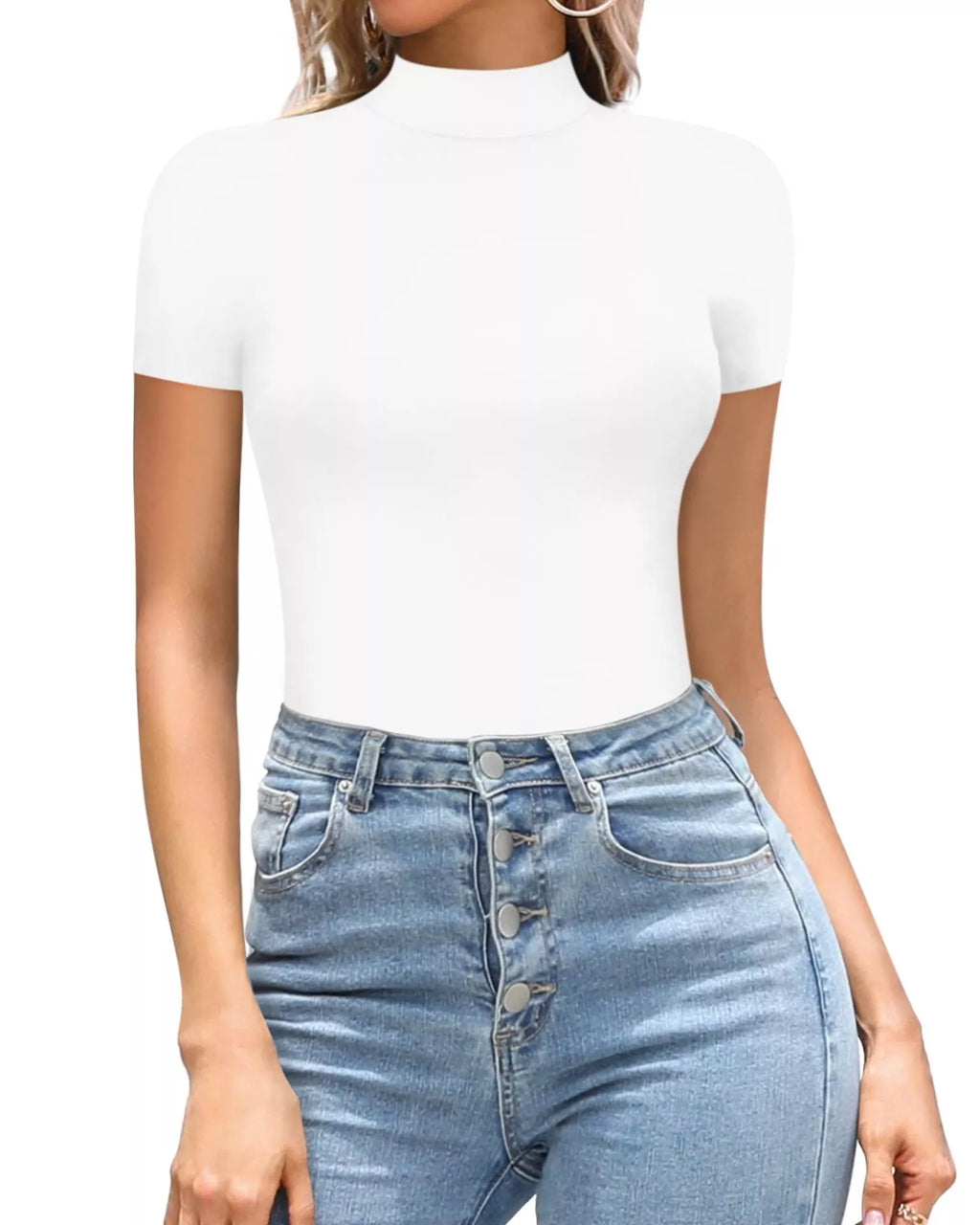 Mock Neck Short Sleeve Bodysuit