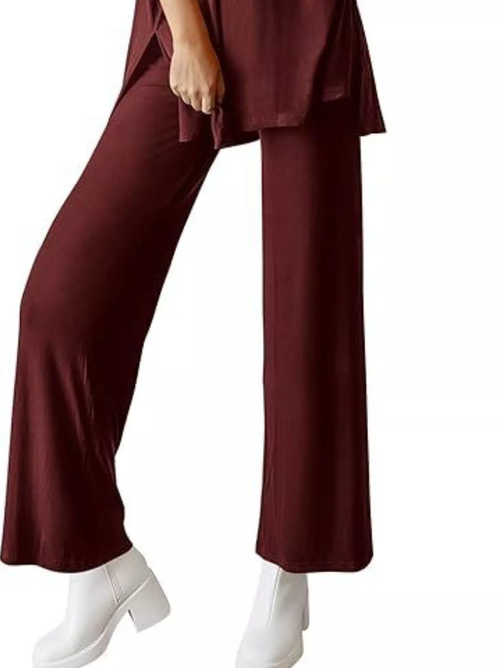 Relaxed Fit Round Neck Top and Pants Two-Piece Set