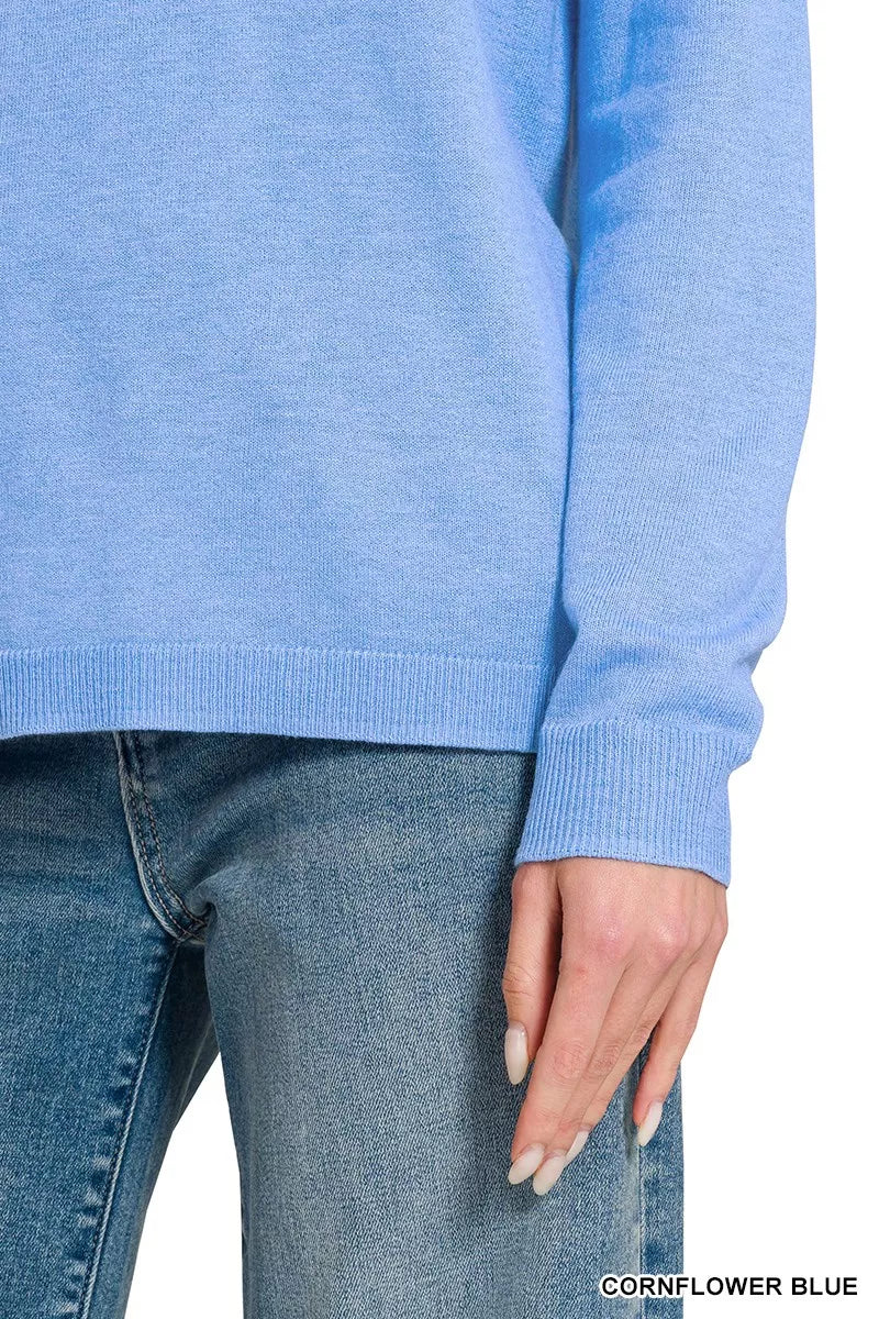 Zenana Lightweight Wool Blend Round Neck Sweater