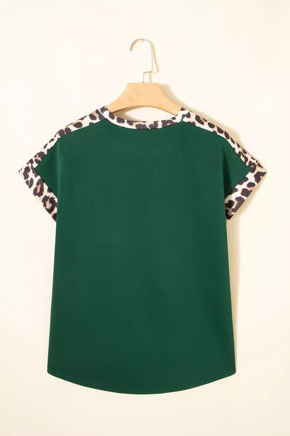 Leopard Trim Short Sleeve Relaxed Fit T-Shirt