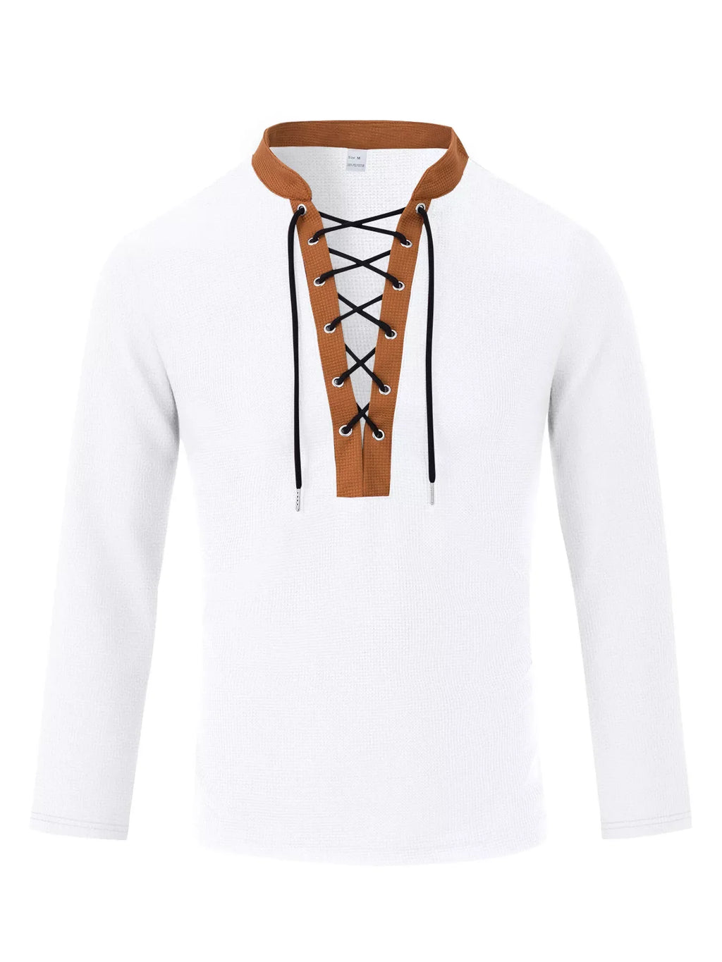 Men's Full Size Vintage Lace-Up Long Sleeve T-Shirt Plus Size