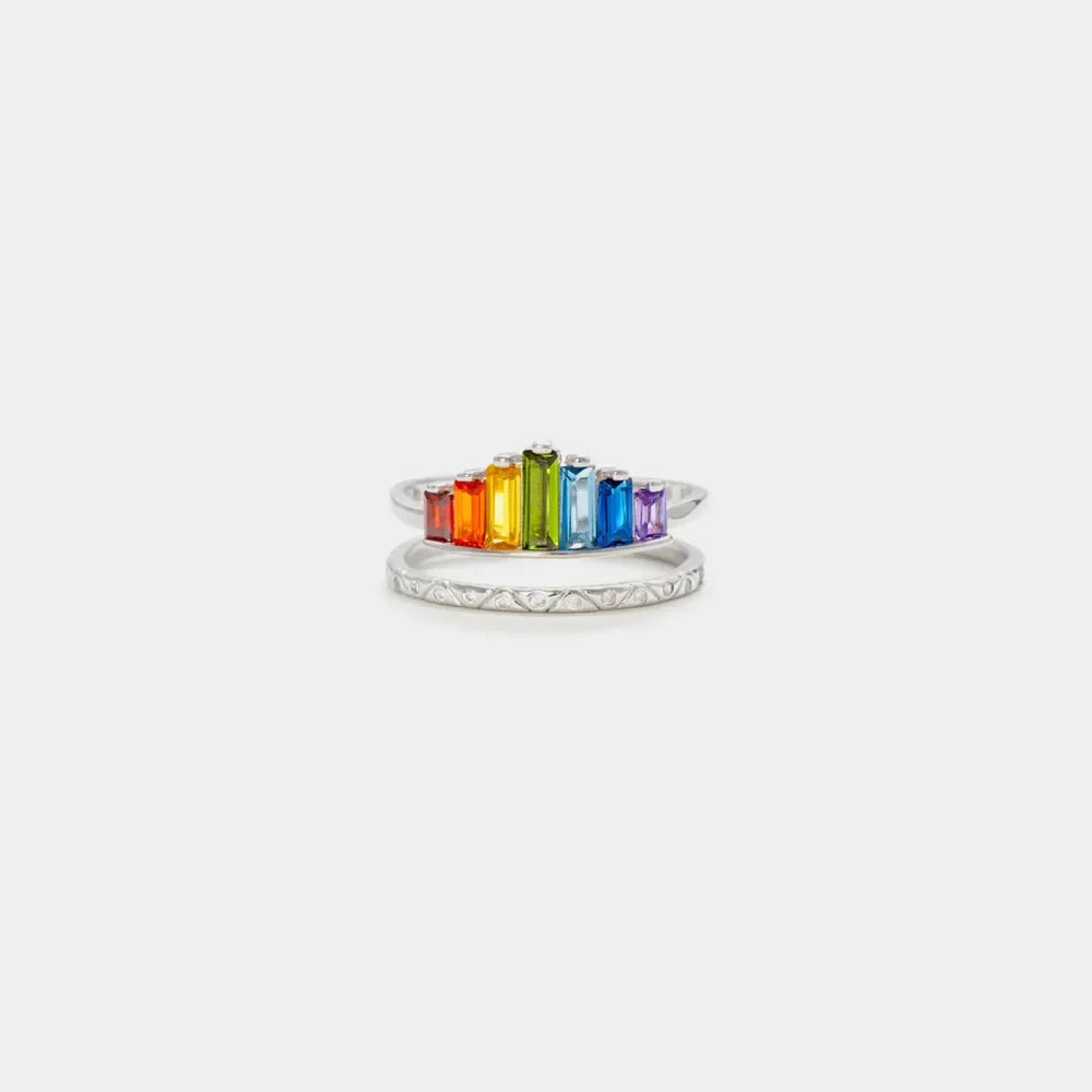 Zircon 925 Sterling Silver Double-Layered Ring