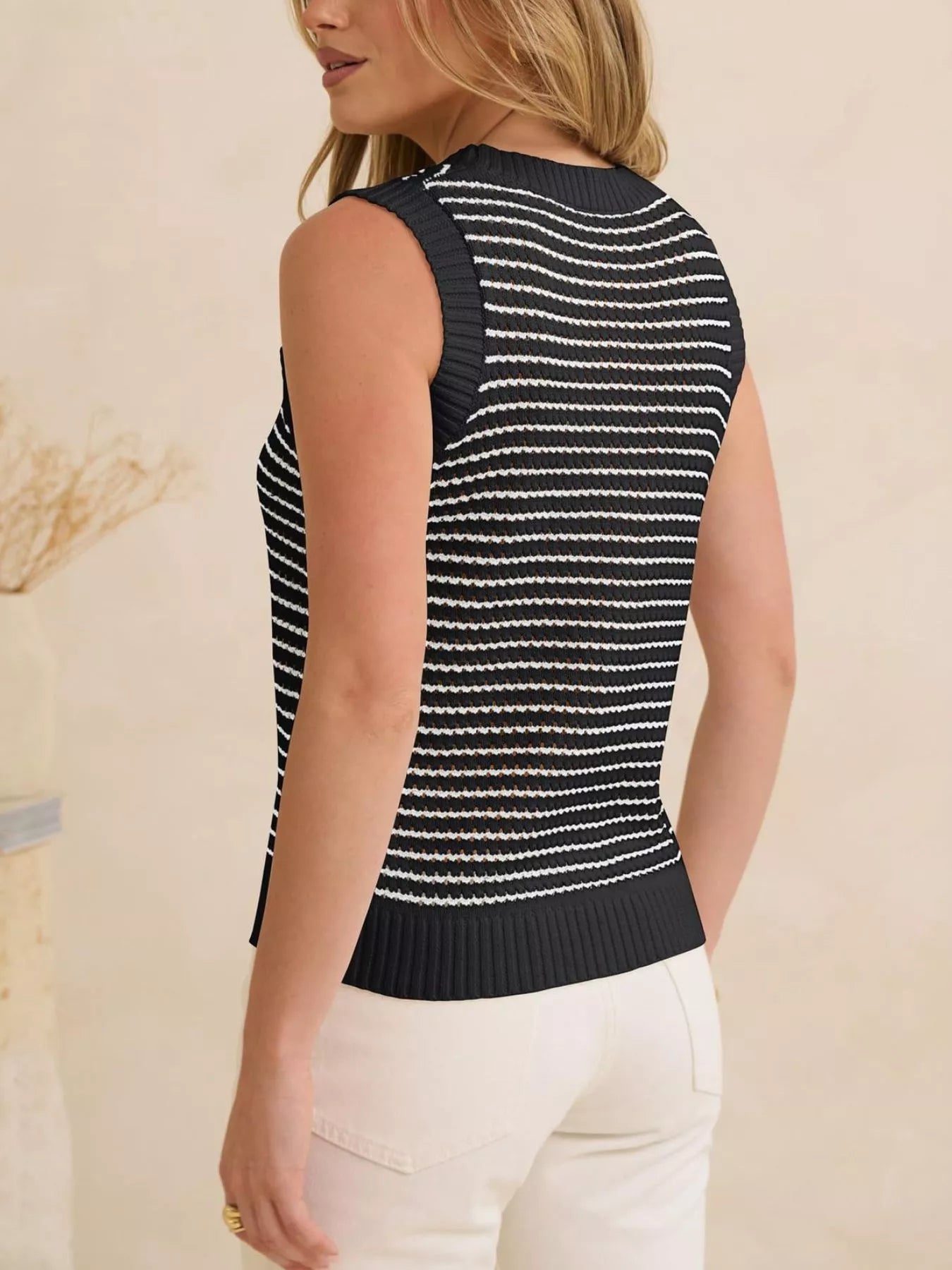 Striped Knit Sweater Vest