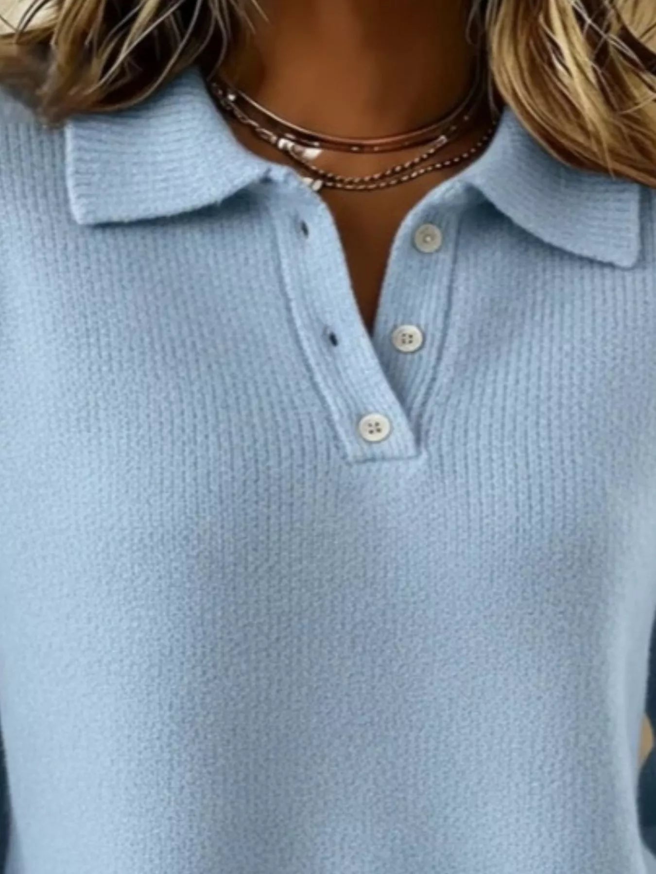 Full Size Button Detail Drop Shoulder Sweater Plus Size
