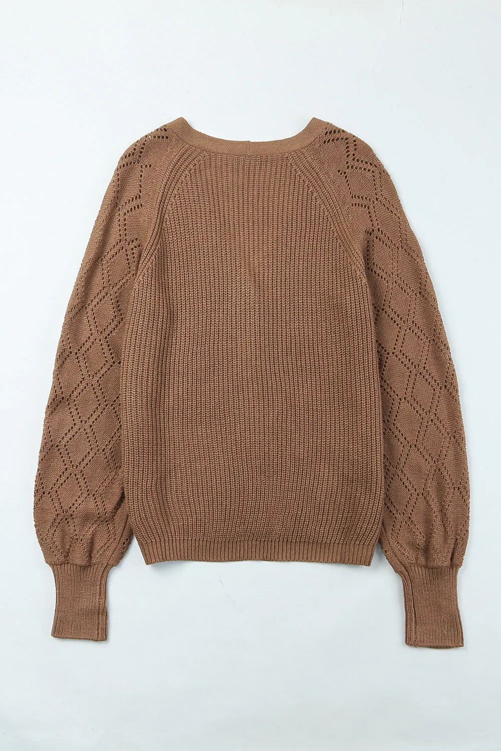 Openwork V-Neck Button Up Cardigan