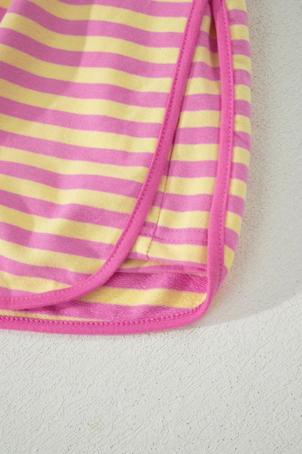 Striped Round Neck Tee and Shorts Casual Set