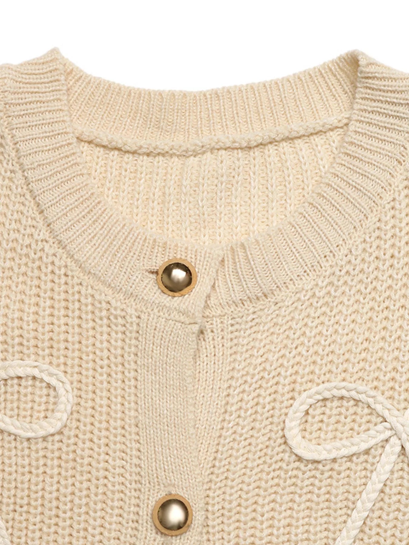 Bow Button Up Long Sleeve Cardigan