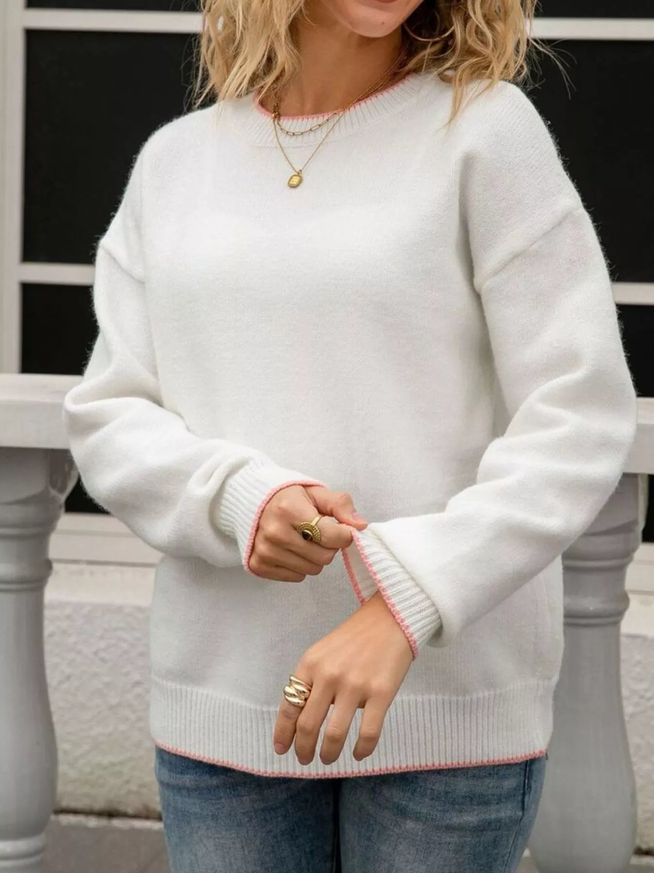 Bow-Back Round Neck Sweater