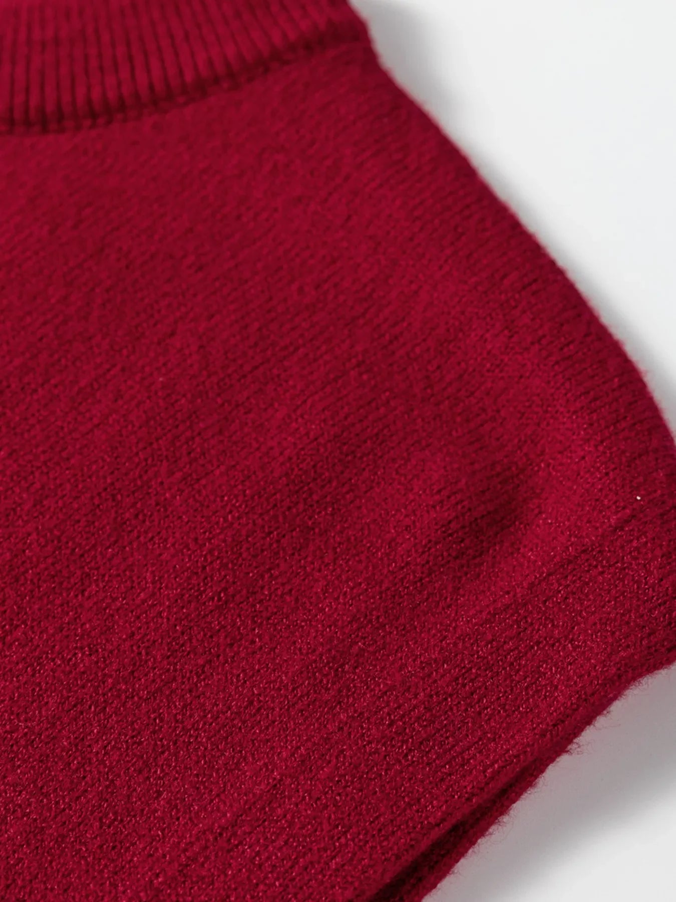Solid Color Crew Neck Knit Cap Sleeve Sweater