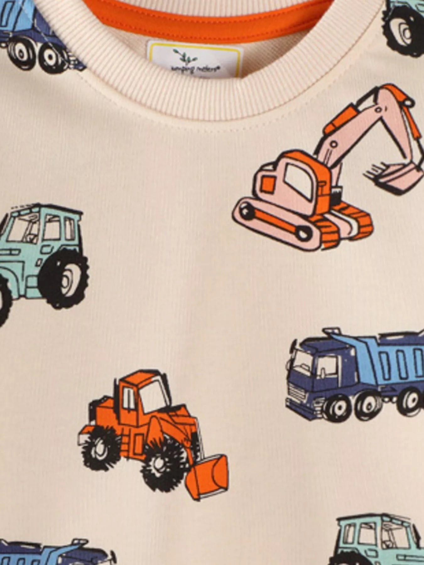 Children's Cartoon Vehicle Print Crew Neck Sweatshirt
