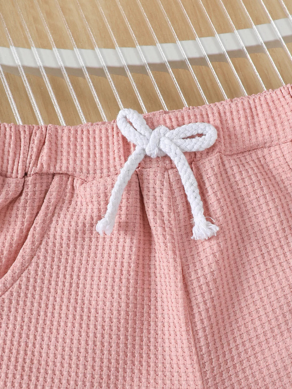 Children's Honey Flower Waffle Knit Tee and Shorts Set