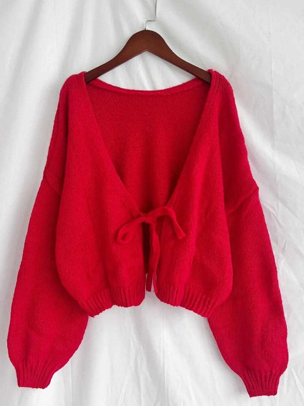 Tied Drop Shoulder Cardigan