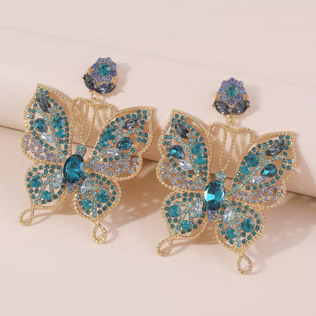Butterfly Rhinestone Dangle Earrings