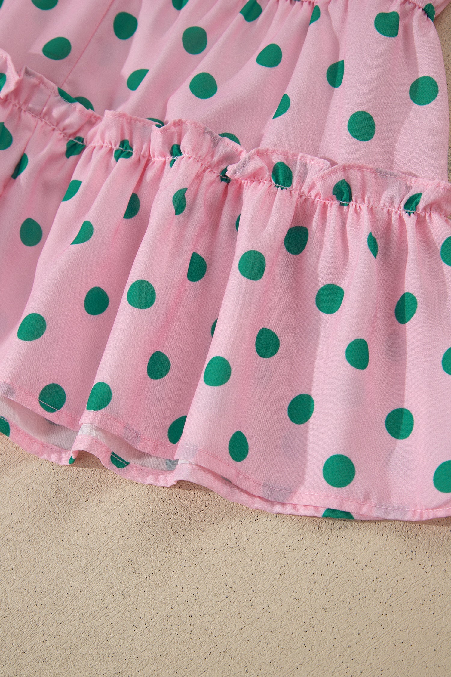 Polka Dot V-Neck Ruffle Tiered Babydoll Blouse