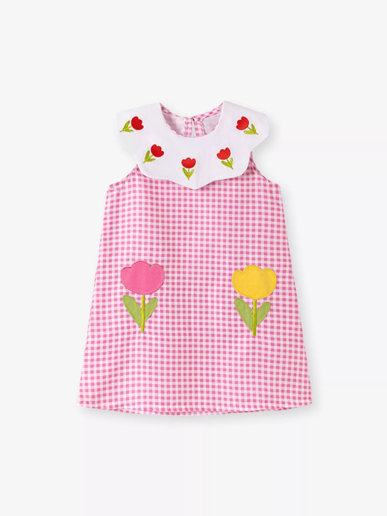 Children's Floral Plaid Sleeveless Dress