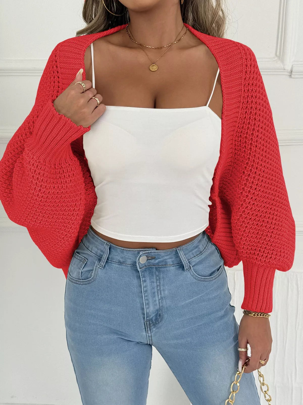 Open Front Batwing Sleeve Cardigan
