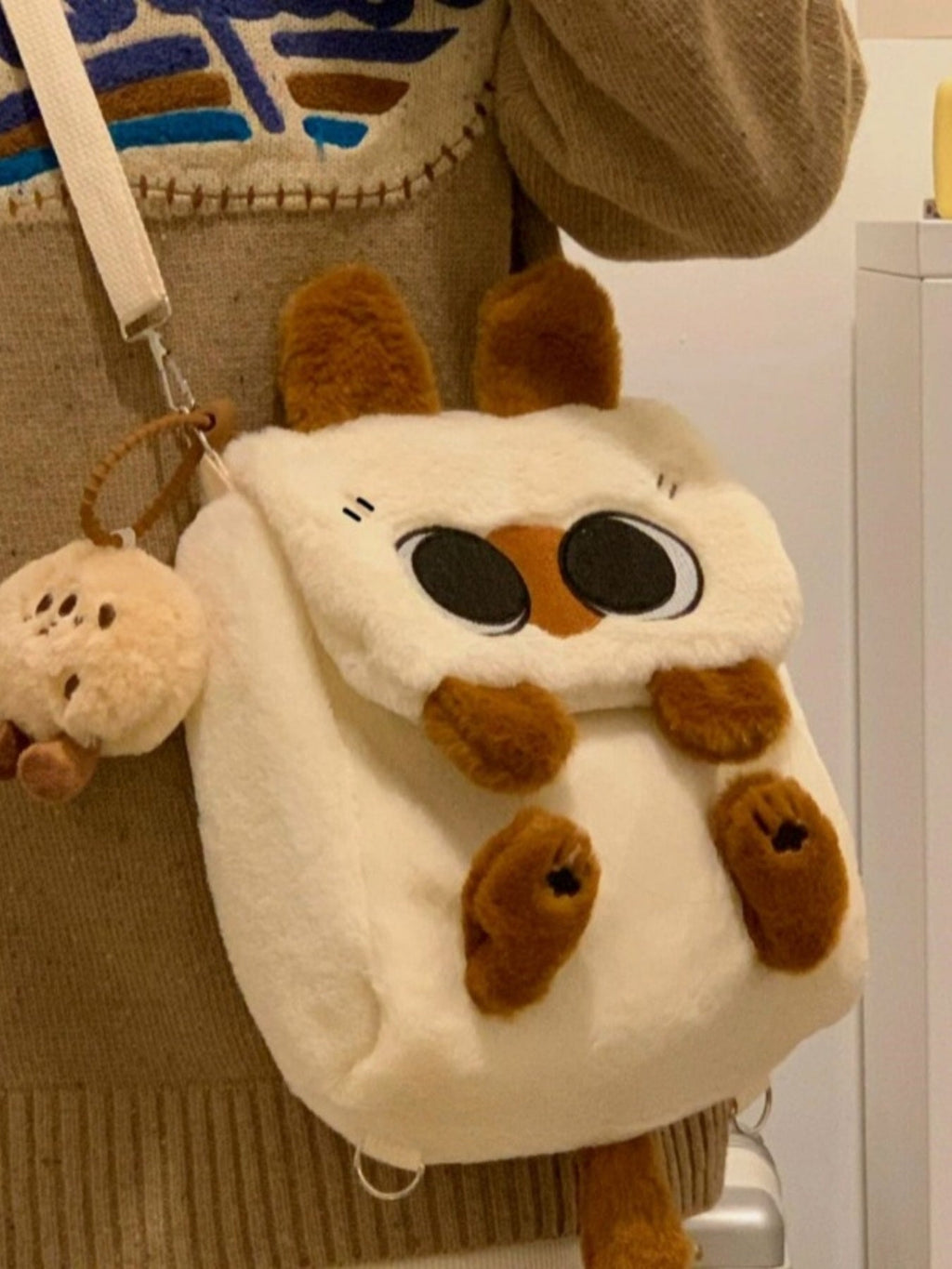 Cute Cartoon Plush Cat Backpack Bag
