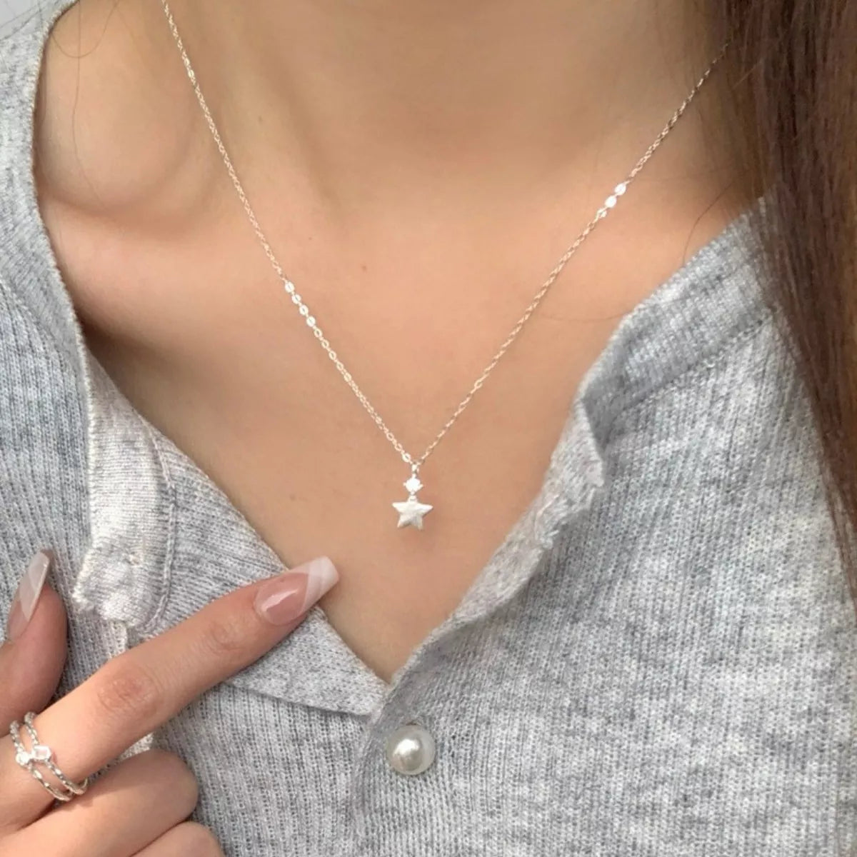 925 Sterling Silver Star Pendant Necklace