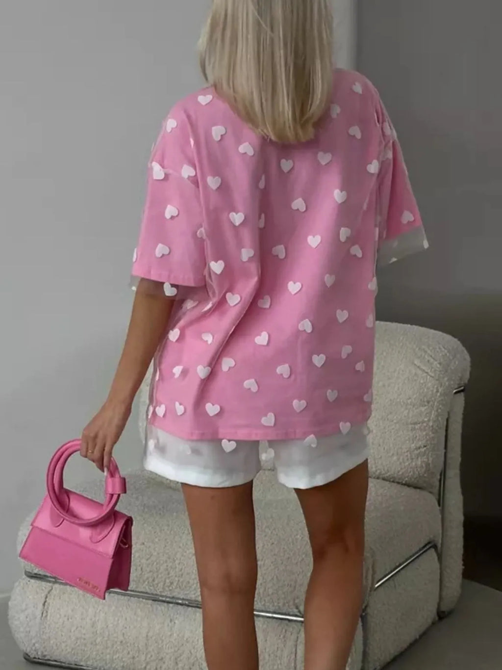 Heart Print Oversized T-Shirt