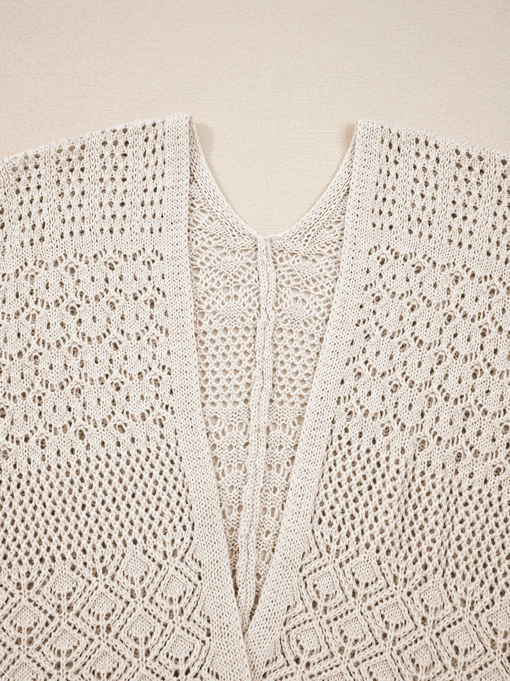 Hollowed Knit Open Front Cardigan