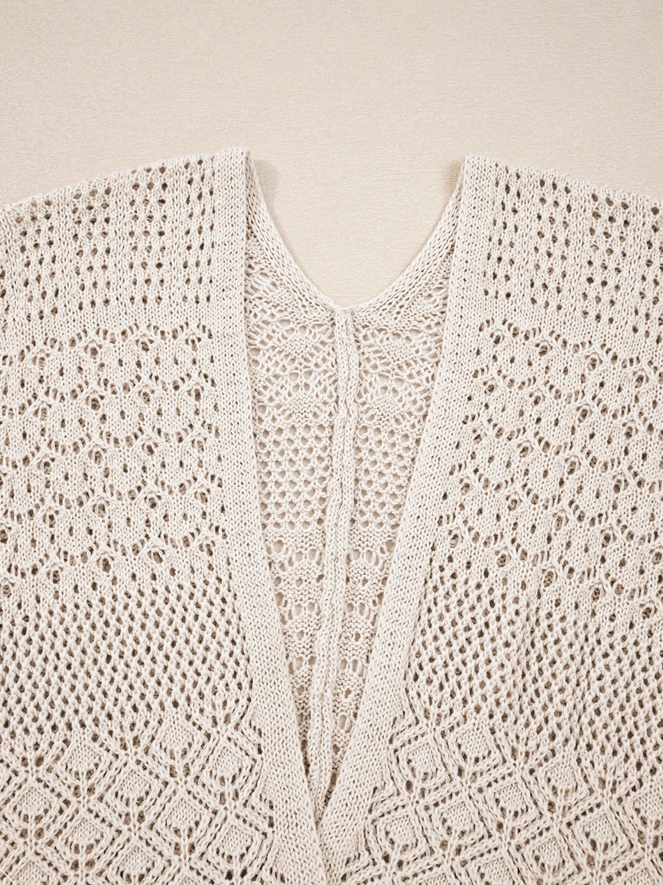 Hollowed Knit Open Front Cardigan