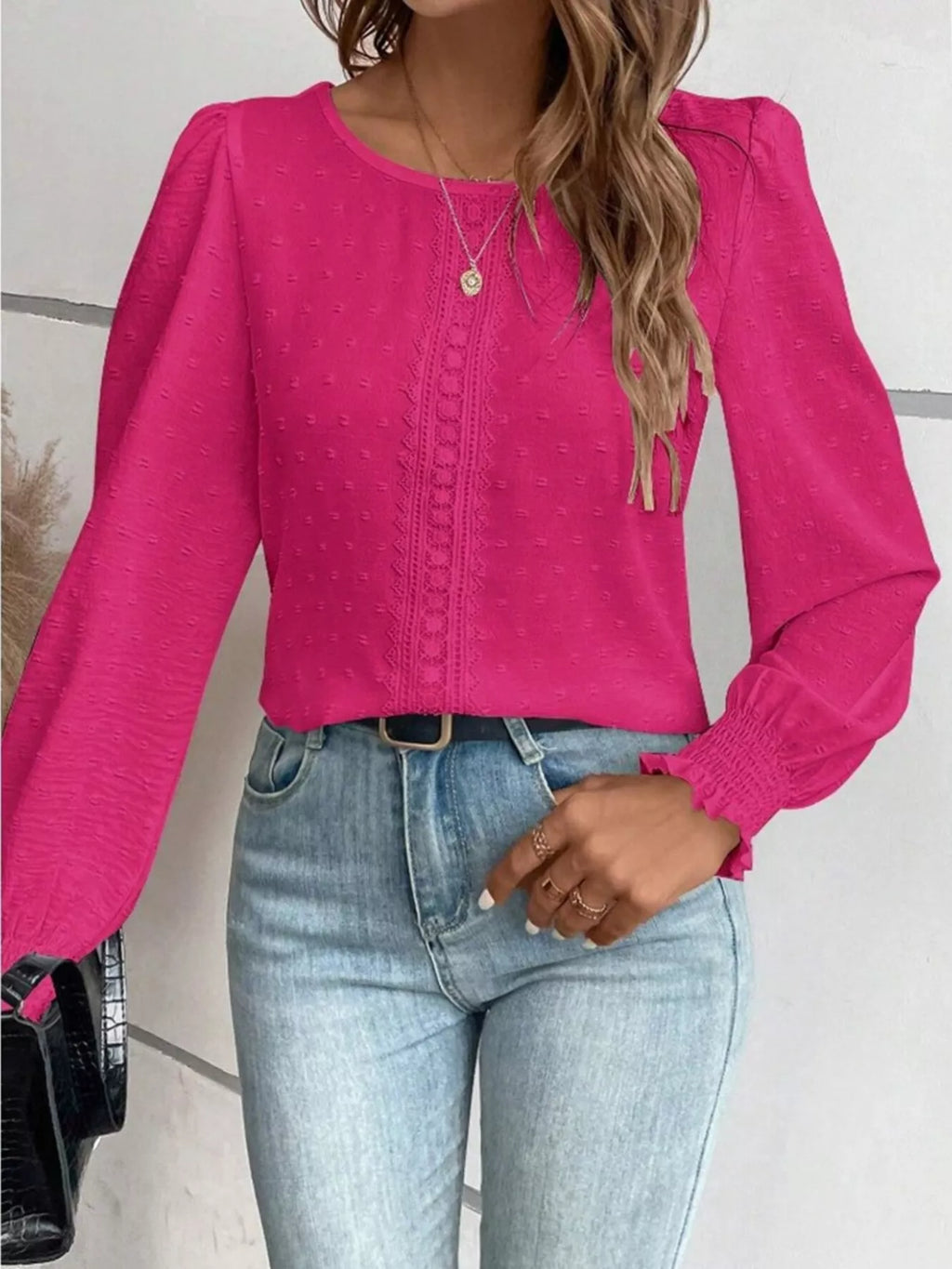 Swiss Dot Long Sleeve Blouse