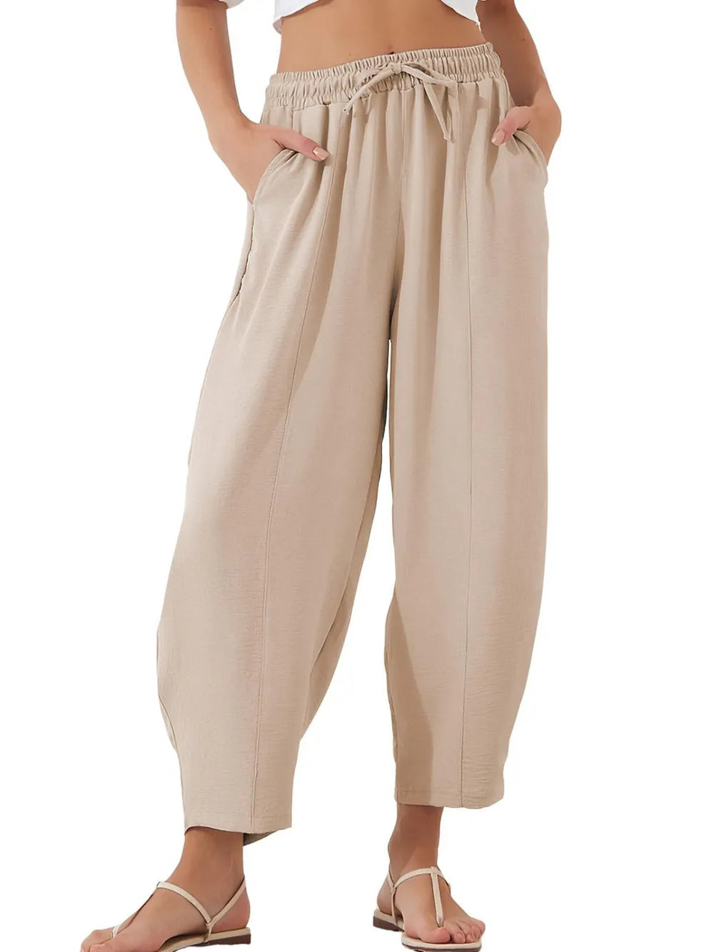 Full Size Drawstring Cropped Jogger Pants Plus Size