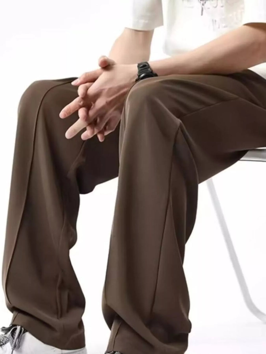 Men's Wide Leg Pants with Drawstring Waist