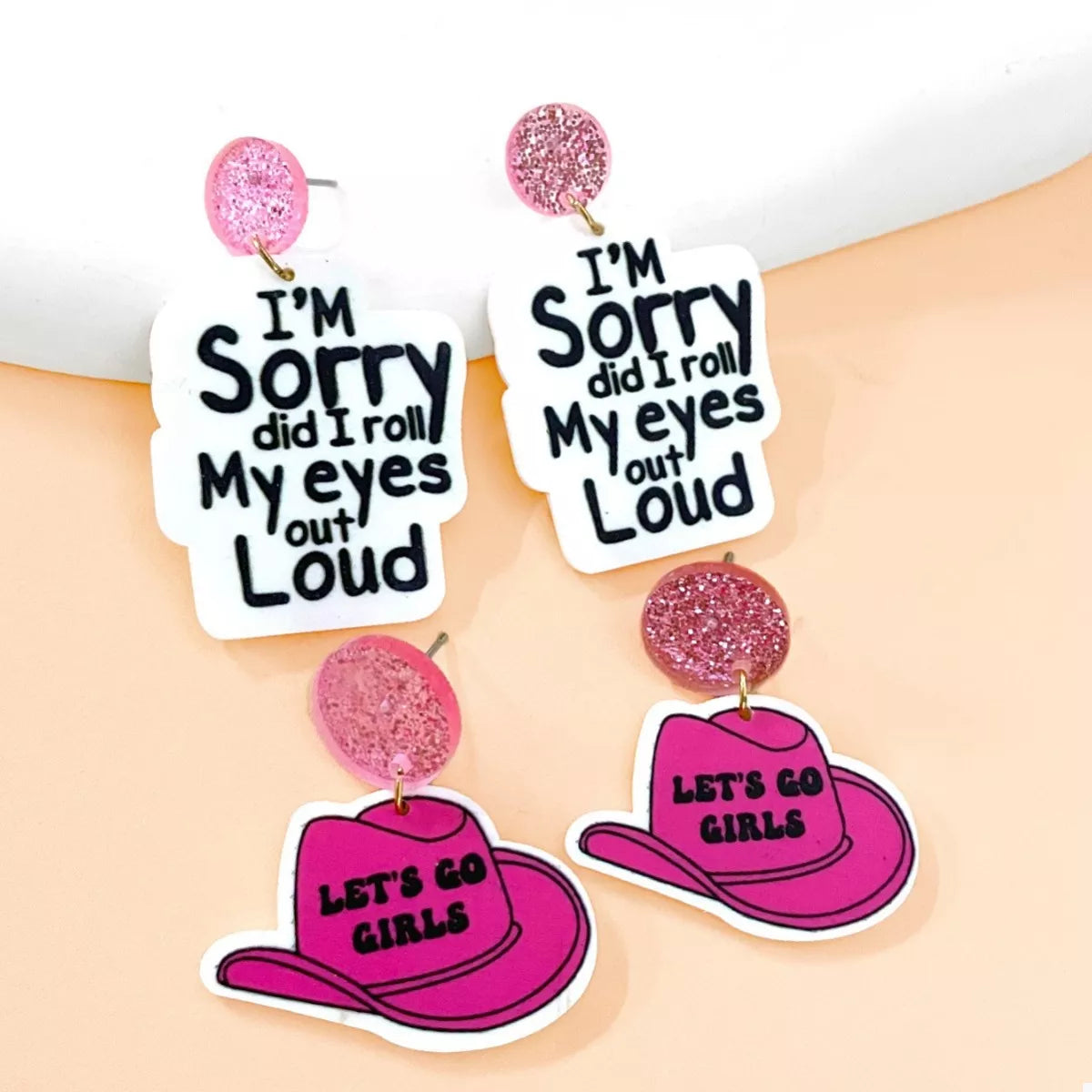 2 Pair Sequin Hat Dangle Earrings