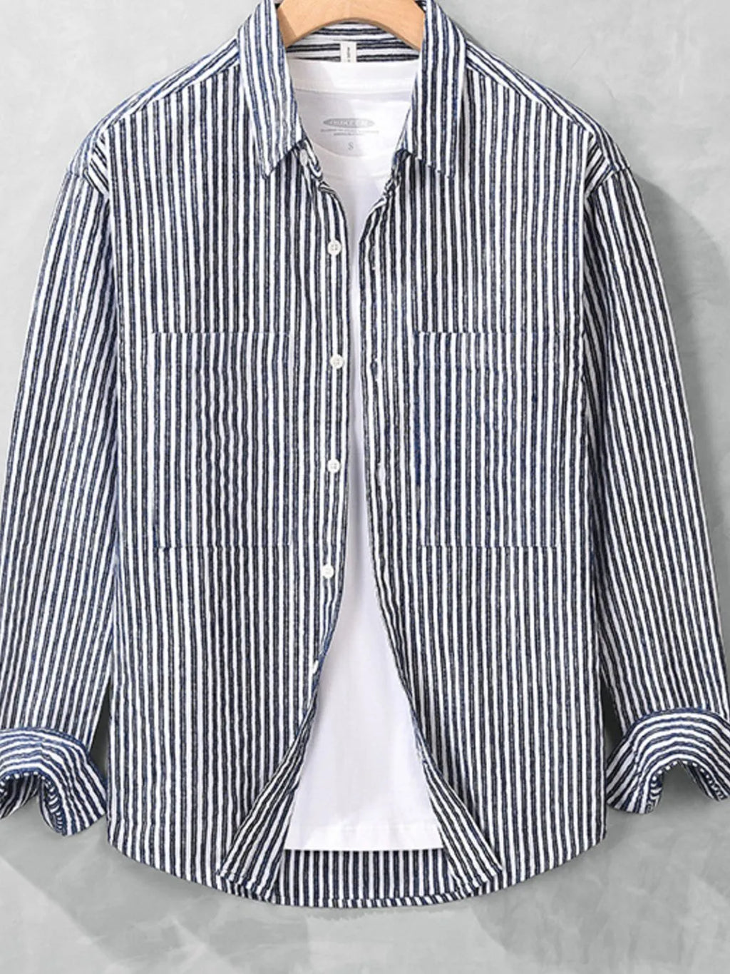 Men's Plus Size Striped Long Sleeve Shirt