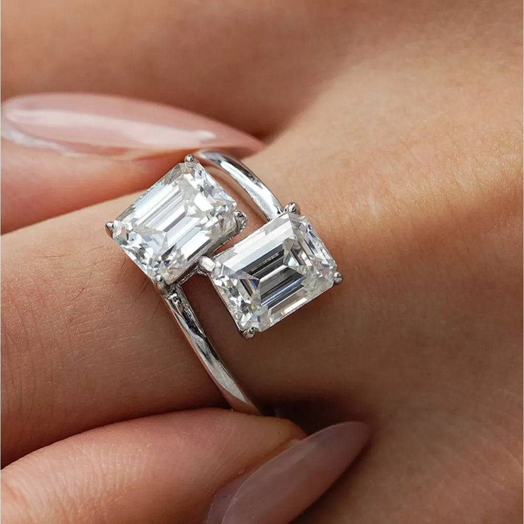 2 Carat Moissanite 925 Sterling Silver Bypass Ring