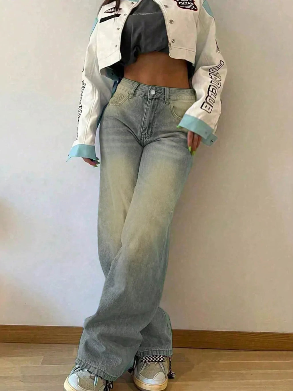 Vintage Wash Wide-Leg Jeans