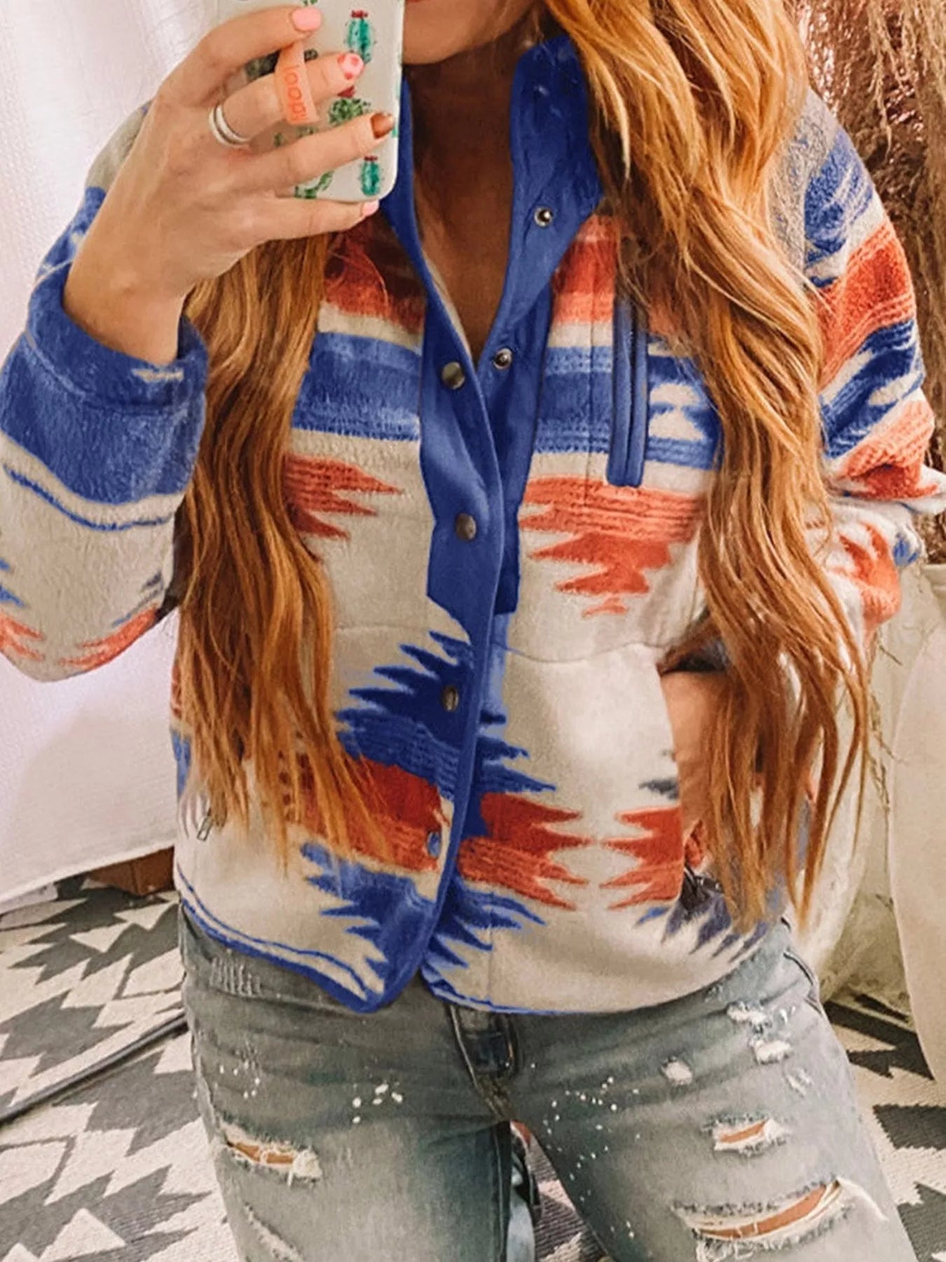 Geometric Snap Down Jacket