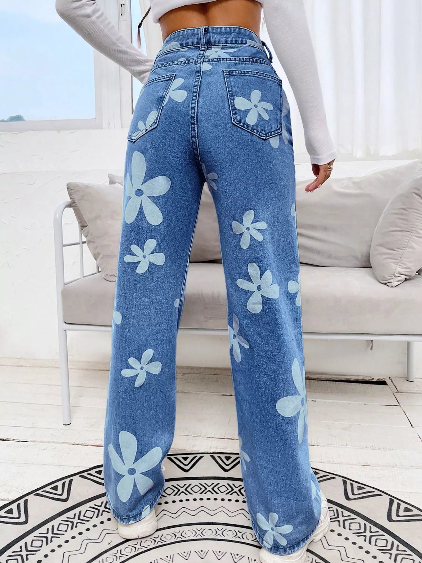 Floral Wide Leg Jeans