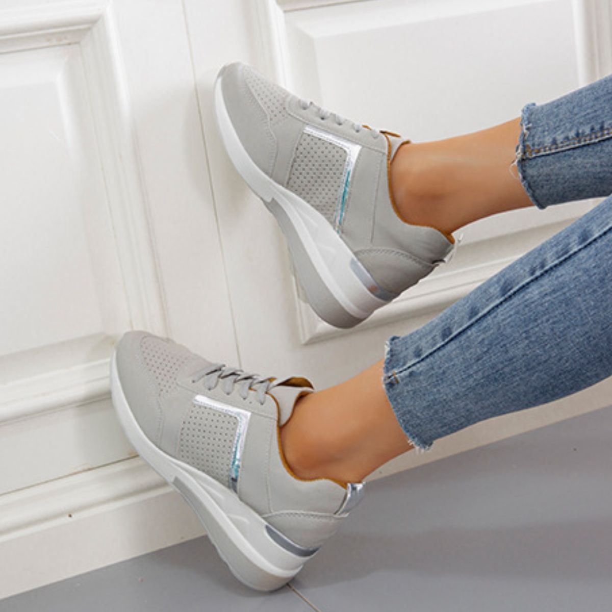Lace Up Wedge Sneakers