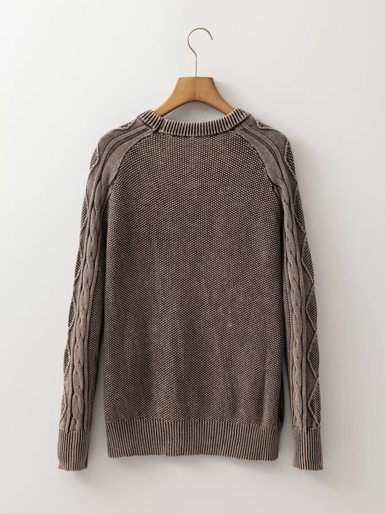 Contrast Cable Knit Sleeve Casual Sweater