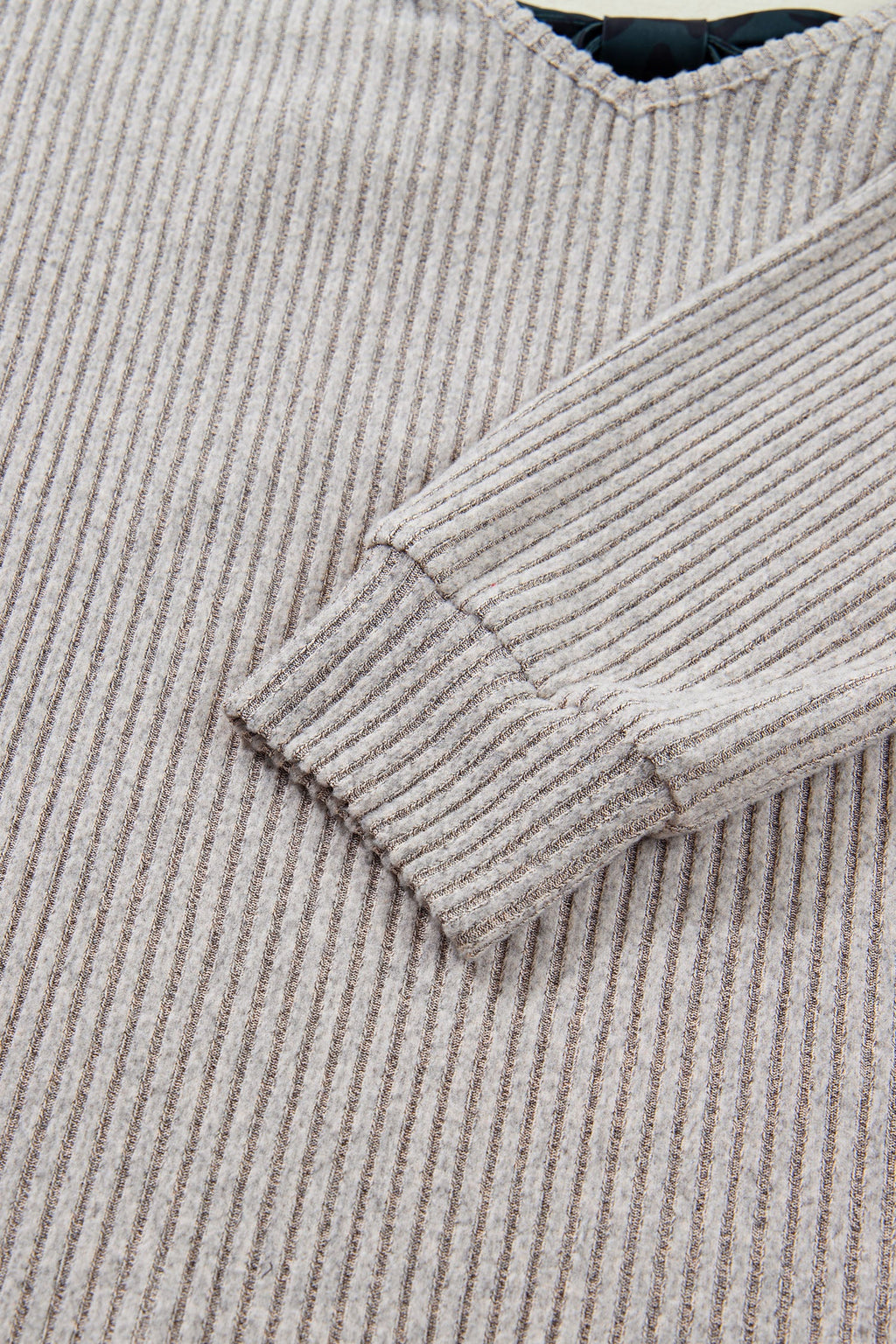 Bow Tie Back Ribbed Long Sleeve V-Neck Top