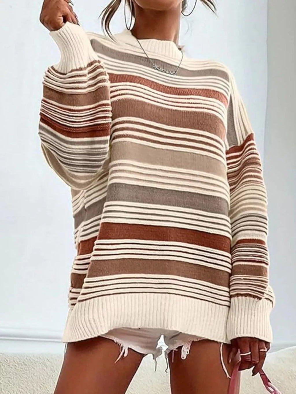 Striped Knit Long Sleeve Sweater