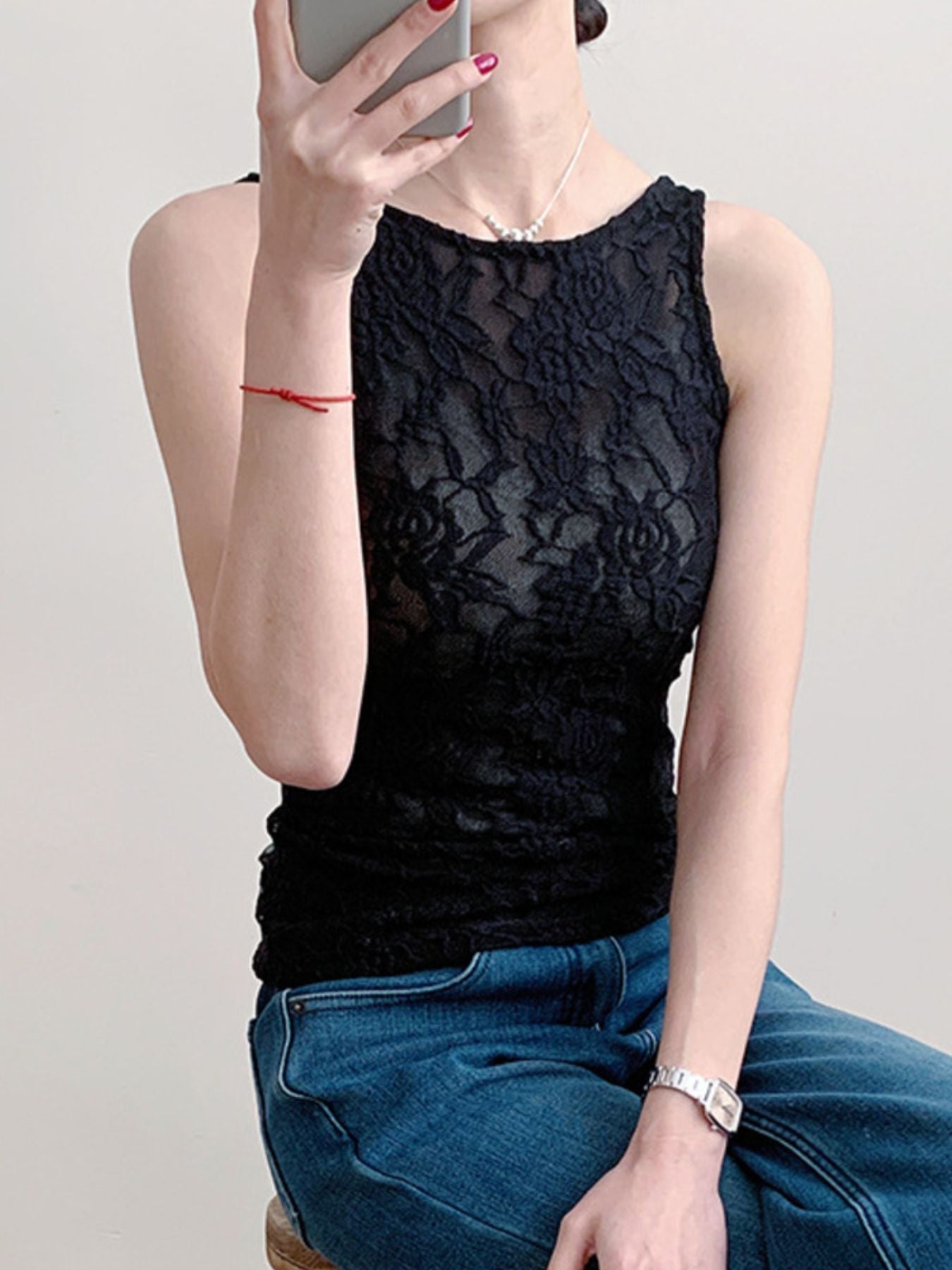 Lace Round Neck Tank