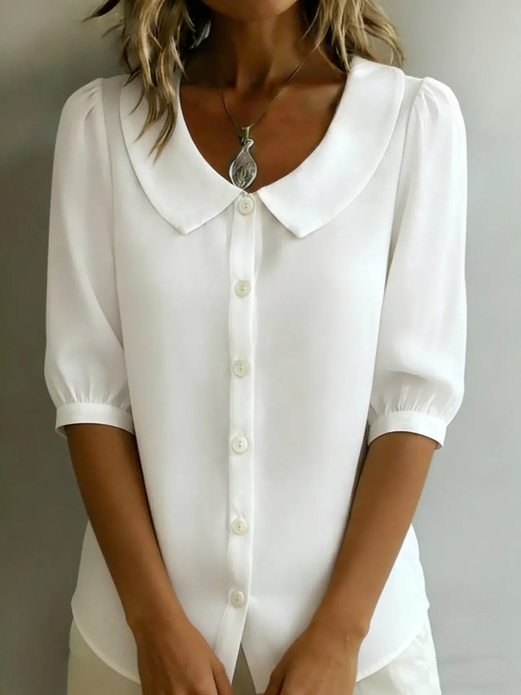 Peter Pan Collar Puff Sleeve Shirt