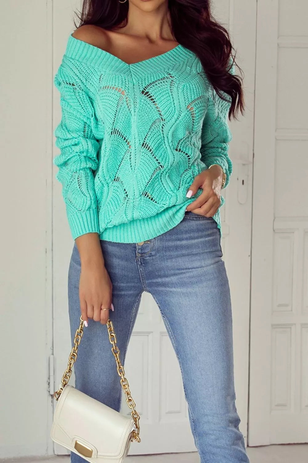 Elegant Texture V-Neck Knit Top